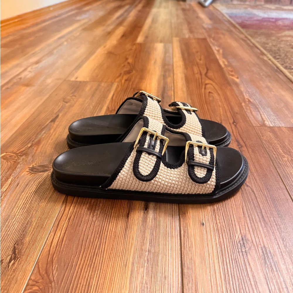 Target Black and Cream Buckle Sandals